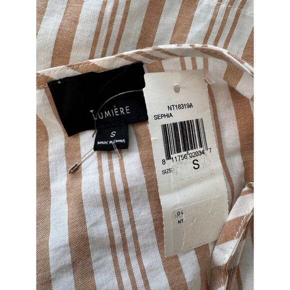 New Lumiere Women's Beige Button Down Tie Front Camisole Top Size S - Picture 4 of 5